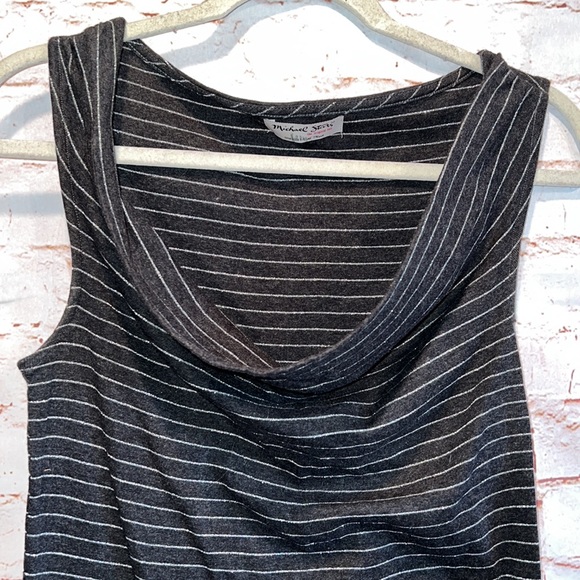 Michael Stars tank top OS sleeveless striped draped neckline stretch layering - Picture 2 of 5